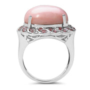 Bids.com 14.59 Carat Genuine Opal & Tourmaline .925 Sterling Silver Ring Rings White Smoke size 7.00,size 6.00,size 8.00,size 9.00