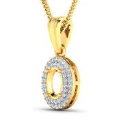 Bids.com 0.17 Carat Genuine White Diamond 14K Yellow Gold Semi Mount Pendant - holds 7x5mm Oval Gemstone Pendants White Smoke