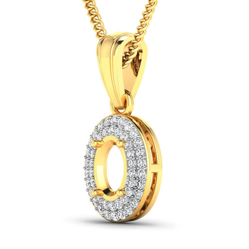 Bids.com 0.17 Carat Genuine White Diamond 14K Yellow Gold Semi Mount Pendant - holds 7x5mm Oval Gemstone Pendants White Smoke