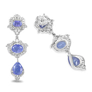 Bids.com 7.73 Carat Genuine Tanzanite and White Topaz .925 Sterling Silver Earrings Earrings White Smoke