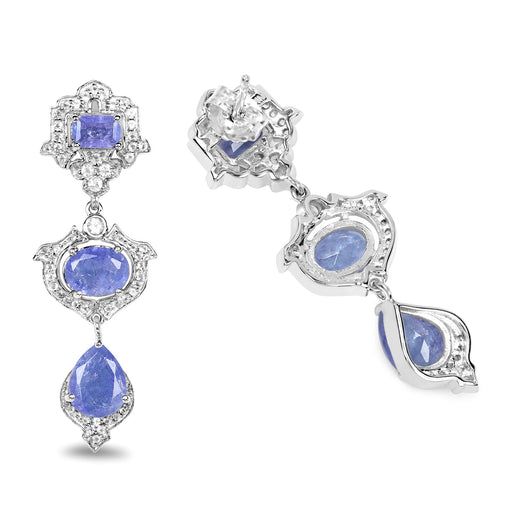 Bids.com 7.73 Carat Genuine Tanzanite and White Topaz .925 Sterling Silver Earrings Earrings White Smoke