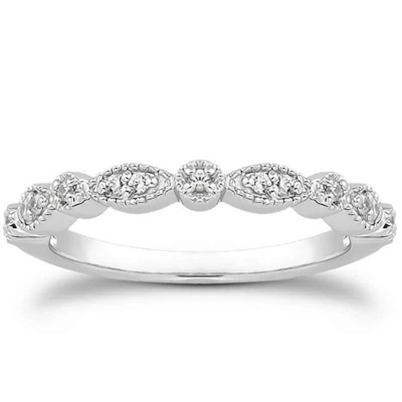 Bids.com 14k White Gold Vintage Look Fancy Pave Diamond Milgrain Wedding Ring Band Rings White Smoke 4 / White Gold,4.5 / White Gold,5 / White Gold,5.5 / White Gold,6 / White Gold,6.5 / White Gold,7 / White Gold,7.5 / White Gold,8 / White Gold,8.5 / White Gold,9 / White Gold