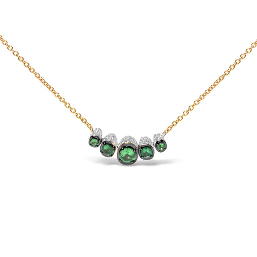 Bids.com 18K Rose Gold 3/4 Cttw Pave Diamonds and Graduated Green Tsavorite Gemstone Curved Bar Choker Necklace (G-H Color, SI1-SI2 Clarity) - Adjustable up to 14" - 16.5" Necklaces White Smoke Rose.Gold / 16.5