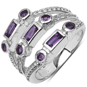 Bids.com 0.87 Carat Genuine Amethyst & White Topaz .925 Sterling Silver Ring Rings White Smoke size 6.00,size 7.00,size 8.00