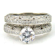 Bids.com .54ct Antique Style Engagement Ring Set 18KT White Gold Rings White Smoke 6.25
