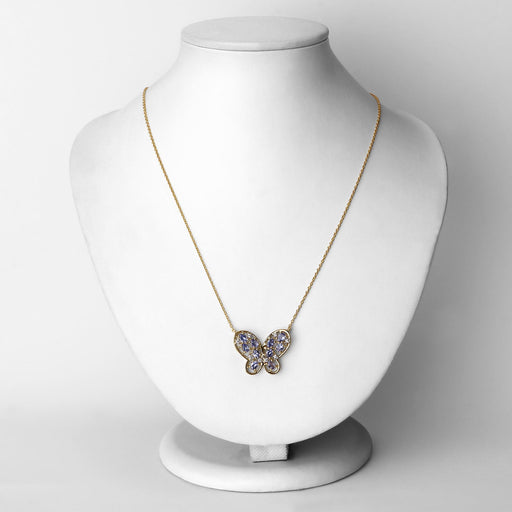 Bids.com 1.86 Carat Genuine Tanzanite and White Zircon .925 Sterling Silver Necklace Necklaces White Smoke