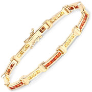 Bids.com 6.48 Carat Genuine Orange Sapphire and Yellow Sapphire .925 Sterling Silver Bracelet Bracelets White Smoke size 7.50