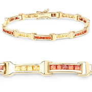 Bids.com 6.48 Carat Genuine Orange Sapphire and Yellow Sapphire .925 Sterling Silver Bracelet Bracelets White Smoke size 7.50
