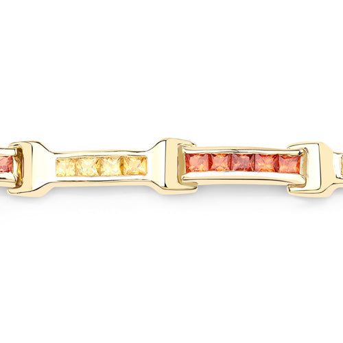 Bids.com 6.48 Carat Genuine Orange Sapphire and Yellow Sapphire .925 Sterling Silver Bracelet Bracelets Seashell size 7.50