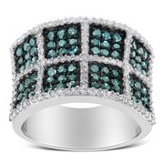 Bids.com 14K White Gold White and Treated Blue Diamond Cocktail Ring (1 1/2 Cttw, H-I Color, I1-I2 Clarity) - Size 6 Rings White Smoke 7 / White.Gold,6 / White.Gold