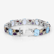 Bids.com 51.36 Carat Genuine Multi Stones .925 Sterling Silver Bracelet Bracelets Lavender size 7.00,size 8.00