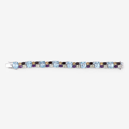 Bids.com 51.36 Carat Genuine Multi Stones .925 Sterling Silver Bracelet Bracelets Light Gray size 7.00,size 8.00