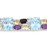 Bids.com 51.36 Carat Genuine Multi Stones .925 Sterling Silver Bracelet Bracelets White Smoke size 7.00,size 8.00