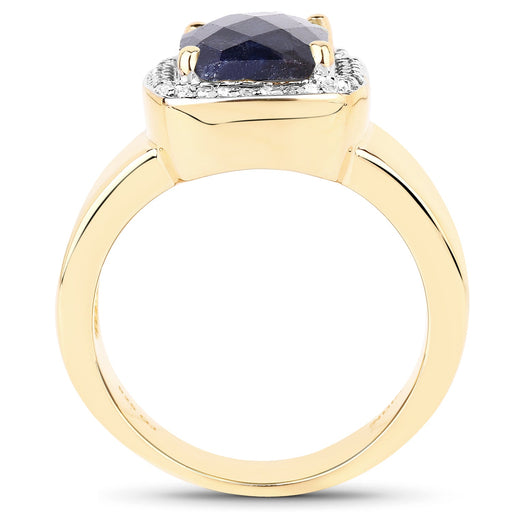 Bids.com 14K Yellow Gold Plated 4.07 Carat Dyed Sapphire and White Topaz .925 Sterling Silver Ring Rings White Smoke size 6.00,size 7.00,size 8.00,size 9.00