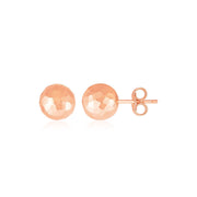 Bids.com 14k Rose Gold Ball Earrings with Faceted Texture Earrings White Smoke Rose Gold