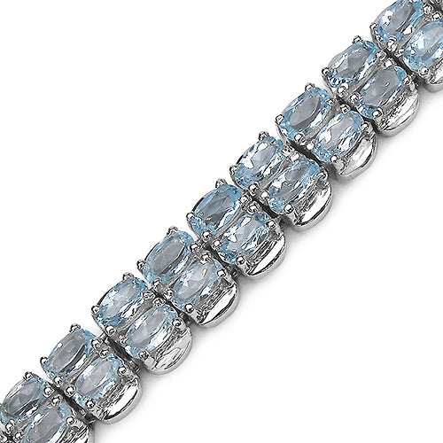 Bids.com 18.00 Carat Genuine Blue Topaz .925 Sterling Silver Bracelet Bracelets White Smoke size 7.00,size 7.50