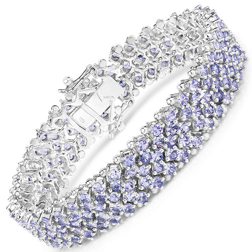 Bids.com 14.70 Carat Genuine Tanzanite .925 Sterling Silver Bracelet Bracelets White Smoke size 7.00