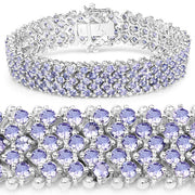 Bids.com 14.70 Carat Genuine Tanzanite .925 Sterling Silver Bracelet Bracelets White Smoke size 7.00