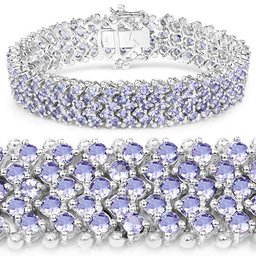 Bids.com 14.70 Carat Genuine Tanzanite .925 Sterling Silver Bracelet Bracelets White Smoke size 7.00