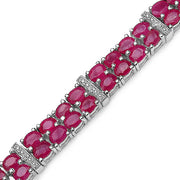 Bids.com 16.77 Carat Genuine Glass Filled Ruby & White Topaz .925 Sterling Silver Bracelet Bracelets White Smoke size 7.50