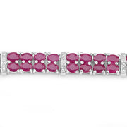 Bids.com 17.65 Carat Glass Filled Ruby and White Topaz .925 Sterling Silver Bracelet Bracelets Rosy Brown size 7.50