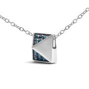 Bids.com 14K White Gold 1/4 Cttw Treated Blue Diamond Matte Finished Pyramid Pendant Necklace (Blue Color, SI1-SI2 Clarity) - 18" Inches Necklaces White Smoke White.Gold / 18