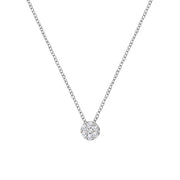 Bids.com 14K White Gold 1/4 Cttw Shared Prong Set Round-Ct Diamond 7 Stone Floral Cluster 18" Pendant Necklace (H-I Color, SI2-I1 Clarity) Necklaces White Smoke White.Gold / 18