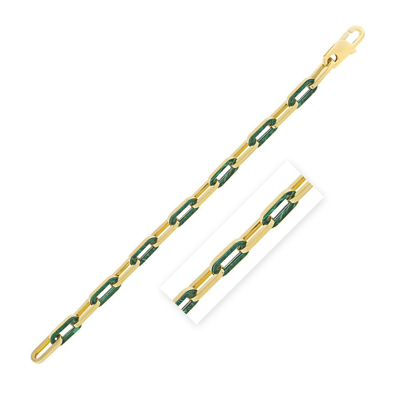 Bids.com 14k Yellow Gold Malachite Paperclip Gem Link Bracelet (7.00 mm) Bracelets White Smoke 7.5 / Yellow Gold