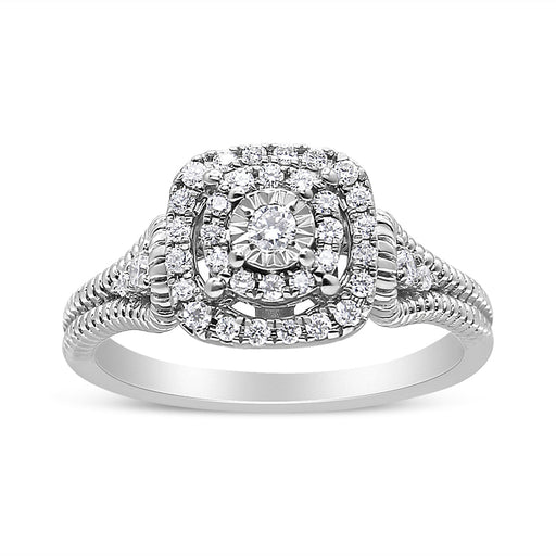 Bids.com .925 Sterling Silver 1/3 Cttw Miracle Set Round-Cut Diamond Cocktail Ring (H-I Color, I1-I2 Clarity) - Size 7 Rings White Smoke 7 / White.Sterling Silver,9 / White.Sterling Silver,8 / White.Sterling Silver,6 / White.Sterling Silver