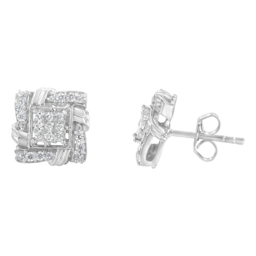 Bids.com .925 Sterling Silver 1/2 Cttw Round-Cut Diamond Stud Earrings (I-J Color, I1-I2 Clarity) Earrings White Smoke White.Sterling Silver / 0.5