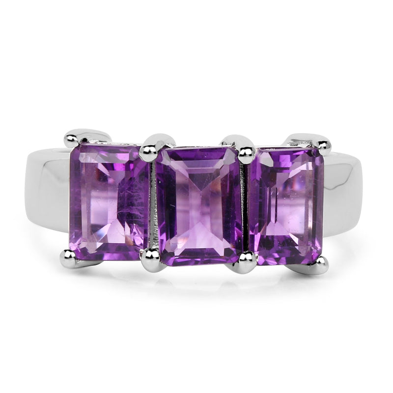 Bids.com 2.85 Carat Genuine Amethyst .925 Sterling Silver Ring Rings White Smoke size 6.00,size 7.00,size 8.00,size 5.00,size 9.00