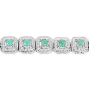Bids.com 2.40 Carat Genuine Emerald .925 Sterling Silver Bracelet Bracelets Gray size 7.50