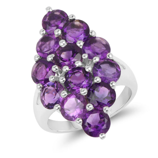 Bids.com 6.78 Carat Genuine Amethyst .925 Sterling Silver Ring Rings White Smoke size 6.00,size 7.00,size 8.00,size 9.00,size 5.00,size 10.00