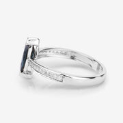Bids.com 1.44 Carat Genuine Blue Sapphire and White Diamond 14K White Gold Ring Rings White Smoke size 6.00,size 7.00,size 8.00,size 9.00