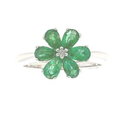 Bids.com 1.14ct Emerald Zircon Ring Sterling Silver Rings White Smoke 7.0