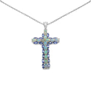 Bids.com 3.32 Carat Genuine Ethiopian Opal and Tanzanite .925 Sterling Silver Pendant Pendants White Smoke