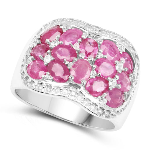 Bids.com 3.04 Carat Genuine Ruby & White Topaz .925 Sterling Silver Ring Rings White Smoke size 6.00,size 8.00,size 7.00,size 9.00