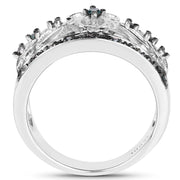 Bids.com 0.31 Carat Genuine Blue Diamond .925 Sterling Silver Ring Rings White Smoke size 6.00,size 7.00,size 8.00,size 9.00