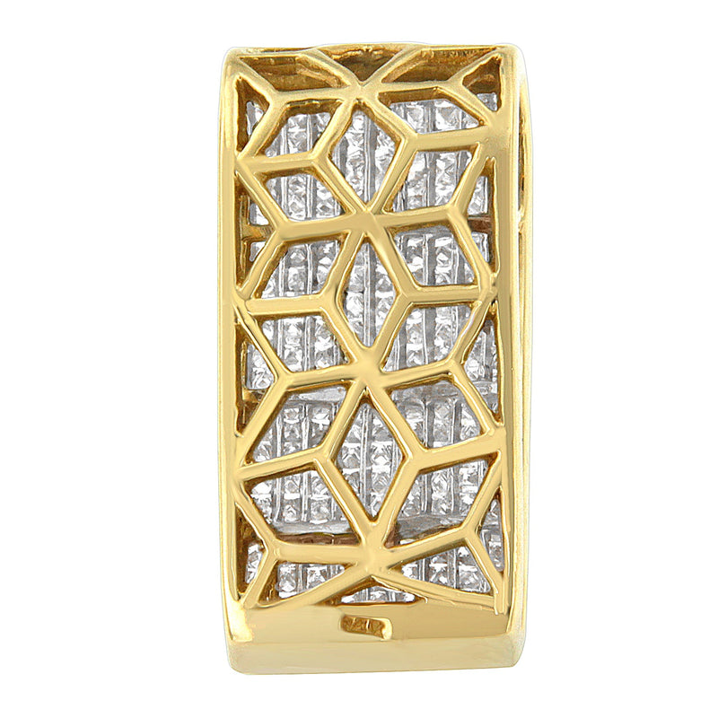 Bids.com 14K Yellow Gold Princess Cut Diamond Block Pendant Necklace (2 5/8 cttw, H-I Color, SI2-I1 Clarity) Necklaces Tan Yellow.Gold / 18
