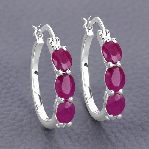 Bids.com 1.81 Carat Genuine Ruby and White Diamond .925 Sterling Silver Earrings Earrings Slate Gray