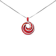 Bids.com .925 Sterling Silver Red Enamel and 1/2 Diamond Endless Swirl Medallion 18" Pendant Necklace (F-G Color, VS1-VS2 Clarity) Necklaces White Smoke White.Sterling Silver / 18