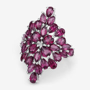 Bids.com 7.52 Carat Genuine Rhodolite .925 Sterling Silver Ring Rings White Smoke size 7.00,size 9.00,size 6.00,size 8.00,size 10.00,size 5.00