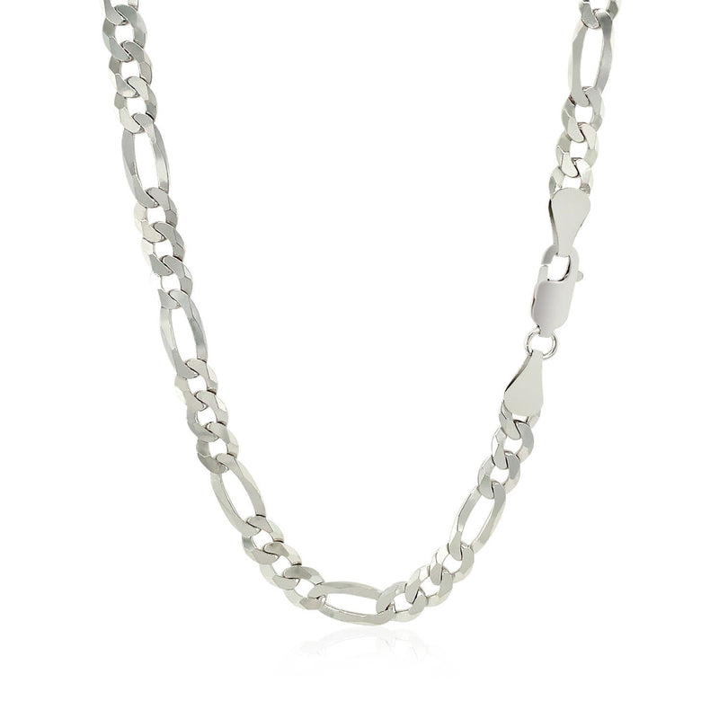 Bids.com Rhodium Plated 5.5mm Sterling Silver Figaro Style Chain Necklaces White Smoke 18 / Sterling Silver,20 / Sterling Silver,22 / Sterling Silver,24 / Sterling Silver,30 / Sterling Silver