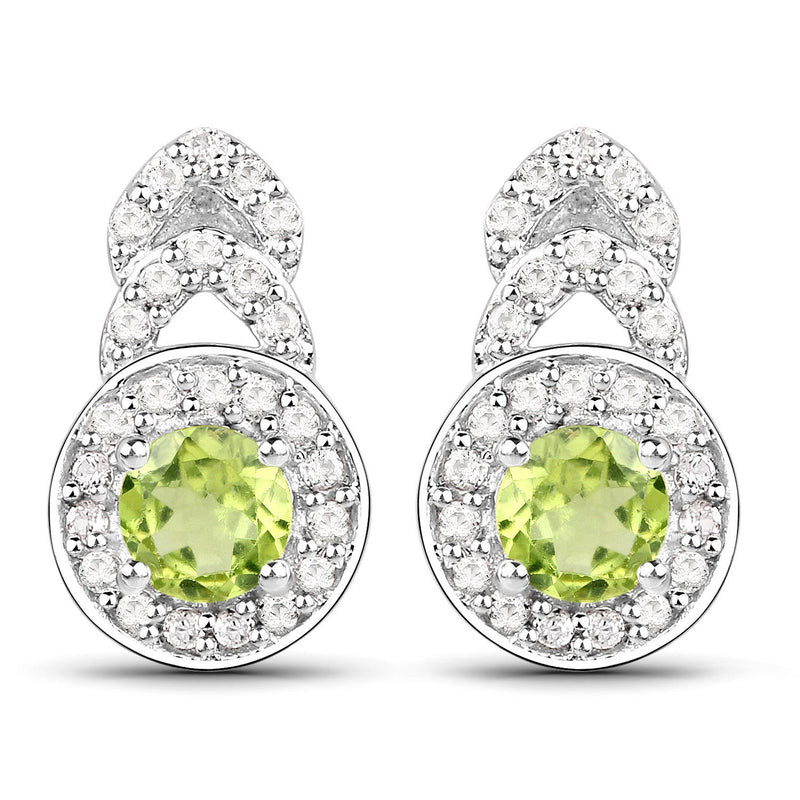 Bids.com 2.68 Carat Genuine Peridot and White Topaz .925 Sterling Silver Jewelry Set Jewelry Sets White Smoke size 5.00,size 6.00,size 7.00,size 8.00,size 9.00,size 10.00