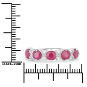 Bids.com 1.61 Carat Genuine Ruby and White Diamond 14K White Gold Ring Rings White Smoke size 6.00,size 7.00,size 8.00