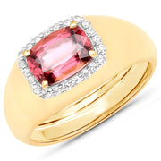 Bids.com 2.60 Carat Genuine Pink Zircon and White Zircon .925 Sterling Silver Ring Rings White Smoke size 7.00,size 6.00,size 8.00,size 9.00