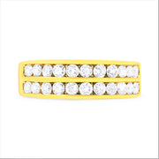 Bids.com 10K Yellow Gold Two-Row Diamond Band Ring (1 Cttw, J-K Color, I1-I2 Clarity) - Size 6 Rings White Smoke 8 / Yellow.Gold,7 / Yellow.Gold,6 / Yellow.Gold