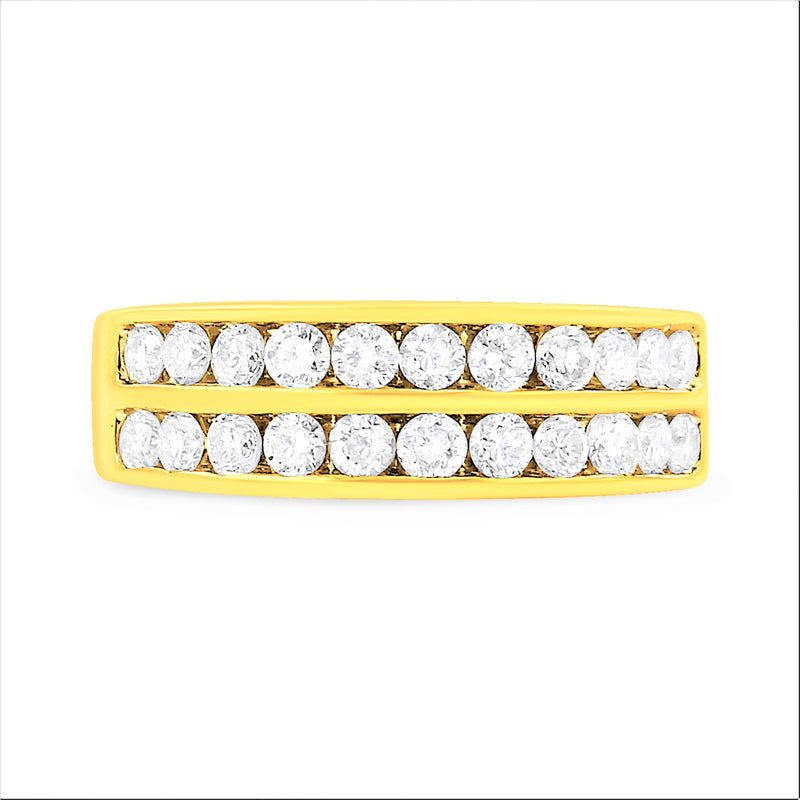 Bids.com 10K Yellow Gold Two-Row Diamond Band Ring (1 Cttw, J-K Color, I1-I2 Clarity) - Size 6 Rings White Smoke 8 / Yellow.Gold,7 / Yellow.Gold,6 / Yellow.Gold