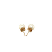 Bids.com 14k Yellow Gold Freshwater Cultured White Pearl Stud Earrings (6.0 mm) Earrings White Smoke Yellow Gold
