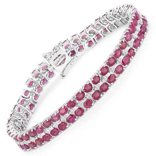 Bids.com 20.03 Carat Glass Filled Ruby and White Topaz .925 Sterling Silver Bracelet Bracelets White Smoke size 7.50,size 7.75